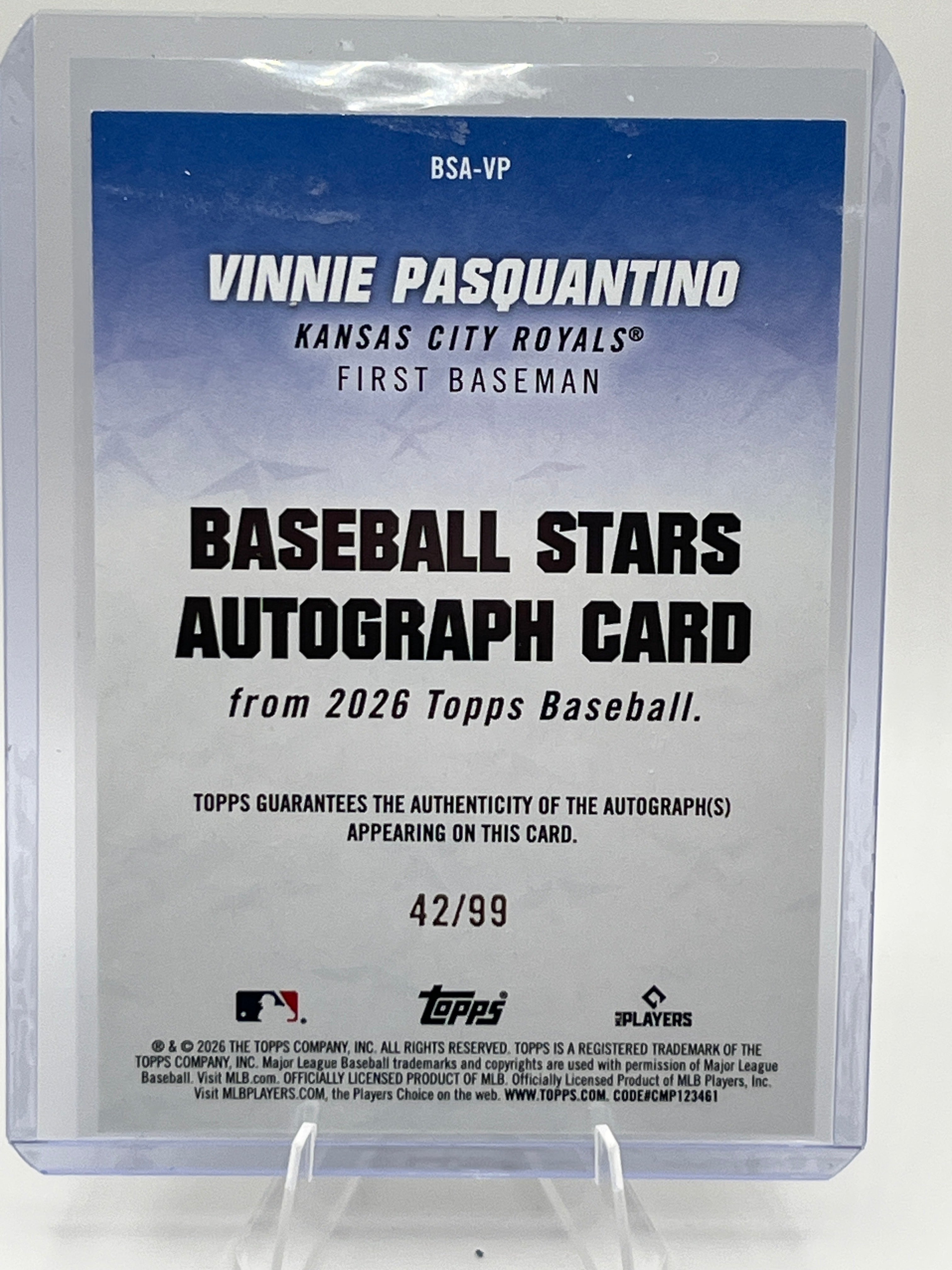 2026 Topps Series One Vinnie Pasquantino Auto /99