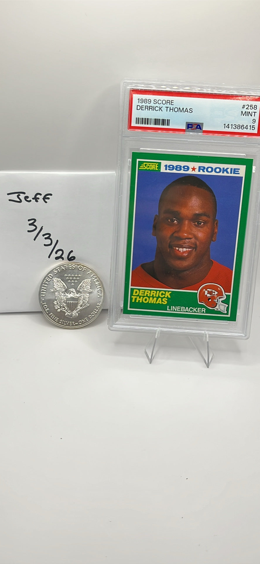 1989 Score Derrick Thomas Rookie Card PSA 9 #258