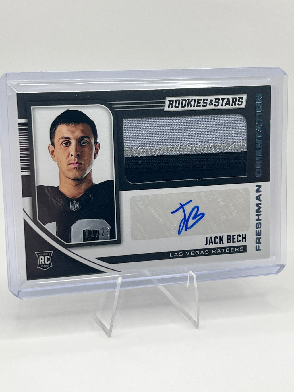 2025 Panini Rookies and Stars Jack Bech Patch Auto /25 Freshman Orientation (Cool Patch)