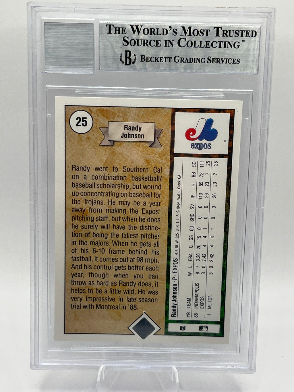 1989 Upper Deck Randy Johnson Auto Rookie BGS 10 Star Rookie Authentic Autograph