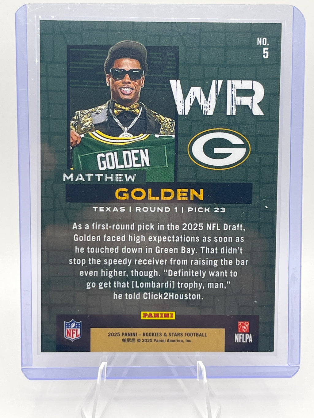 2025 Panini Rookies and Stars Matthew Golden /15 SSP Draft Class Rookie Card #5