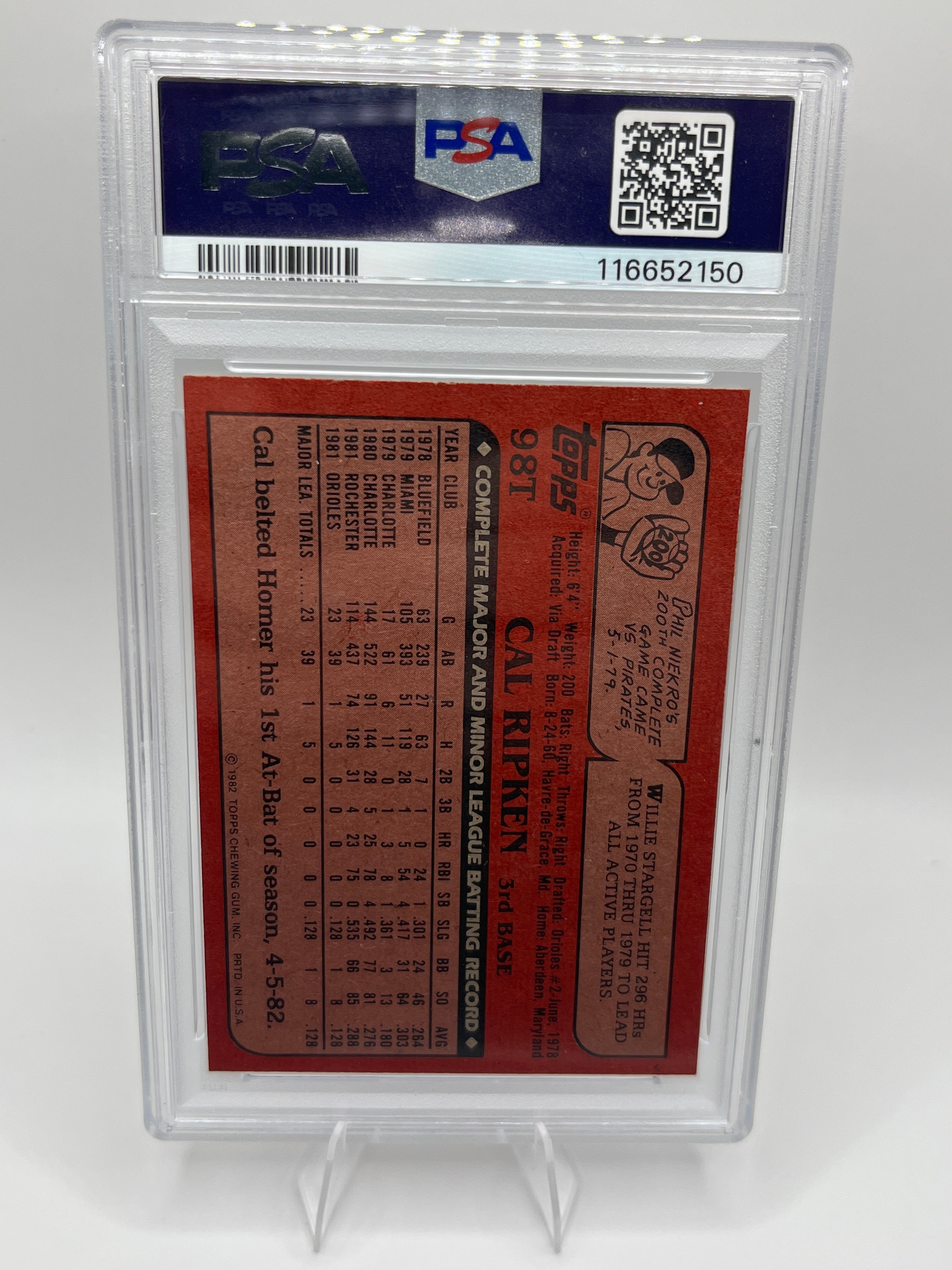 1982 Topps Traded Cal Ripken Jr. PSA 7 #98T