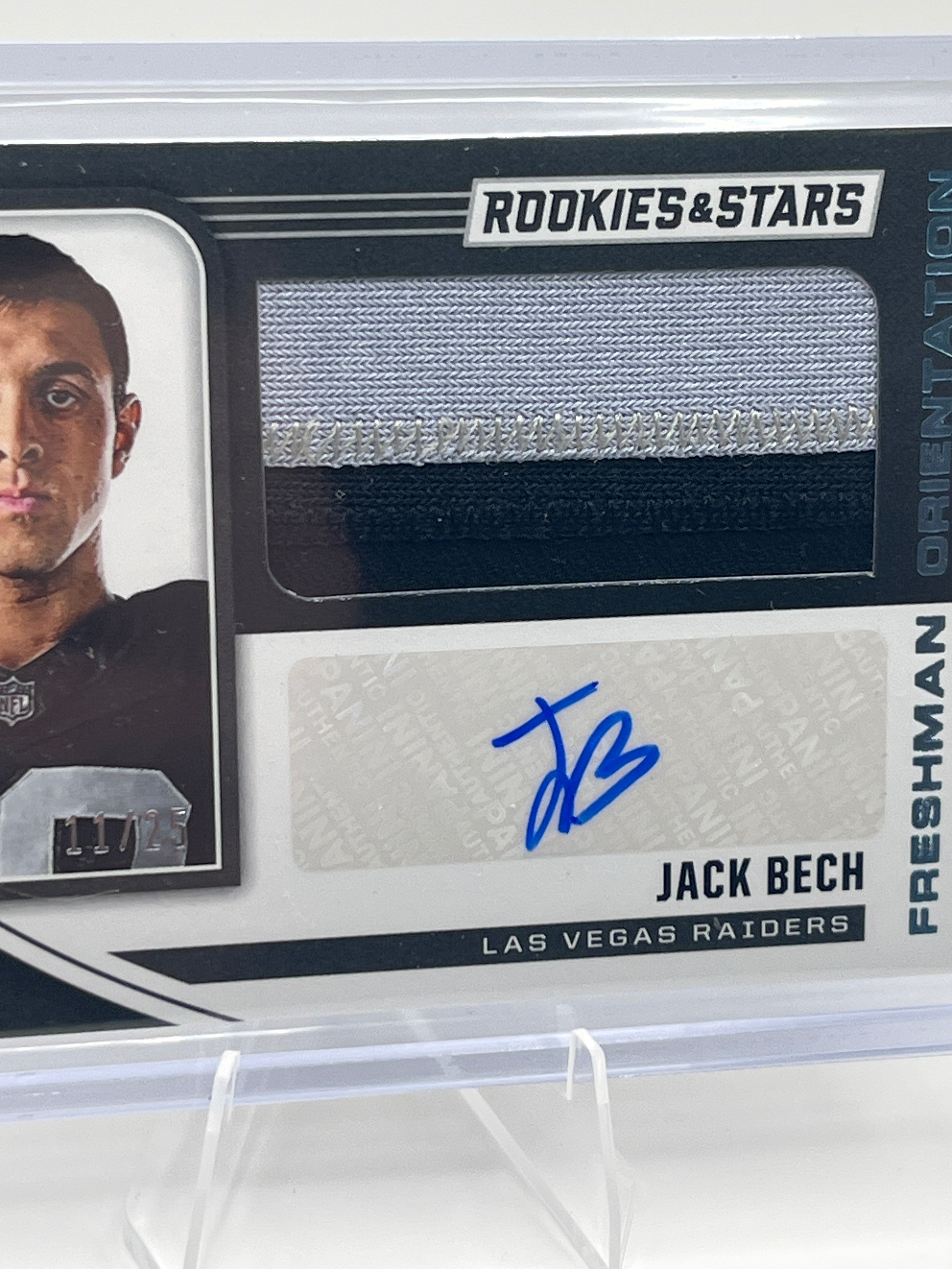 2025 Panini Rookies and Stars Jack Bech Patch Auto /25 Freshman Orientation (Cool Patch)