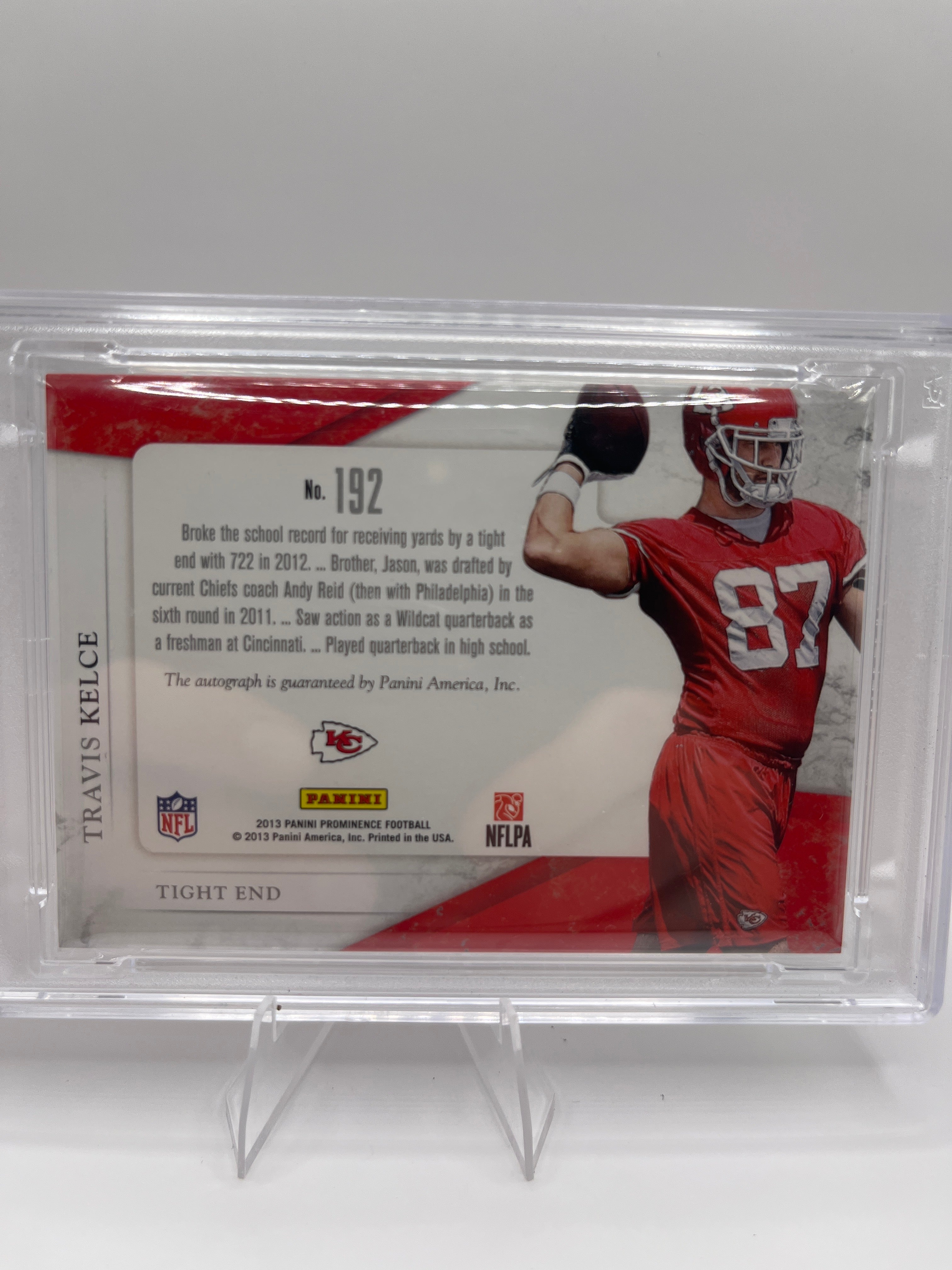 2013 Panini Prominence Travis Kelce Rated Rookie Patch Auto 086/200 PSA 9 Autograph