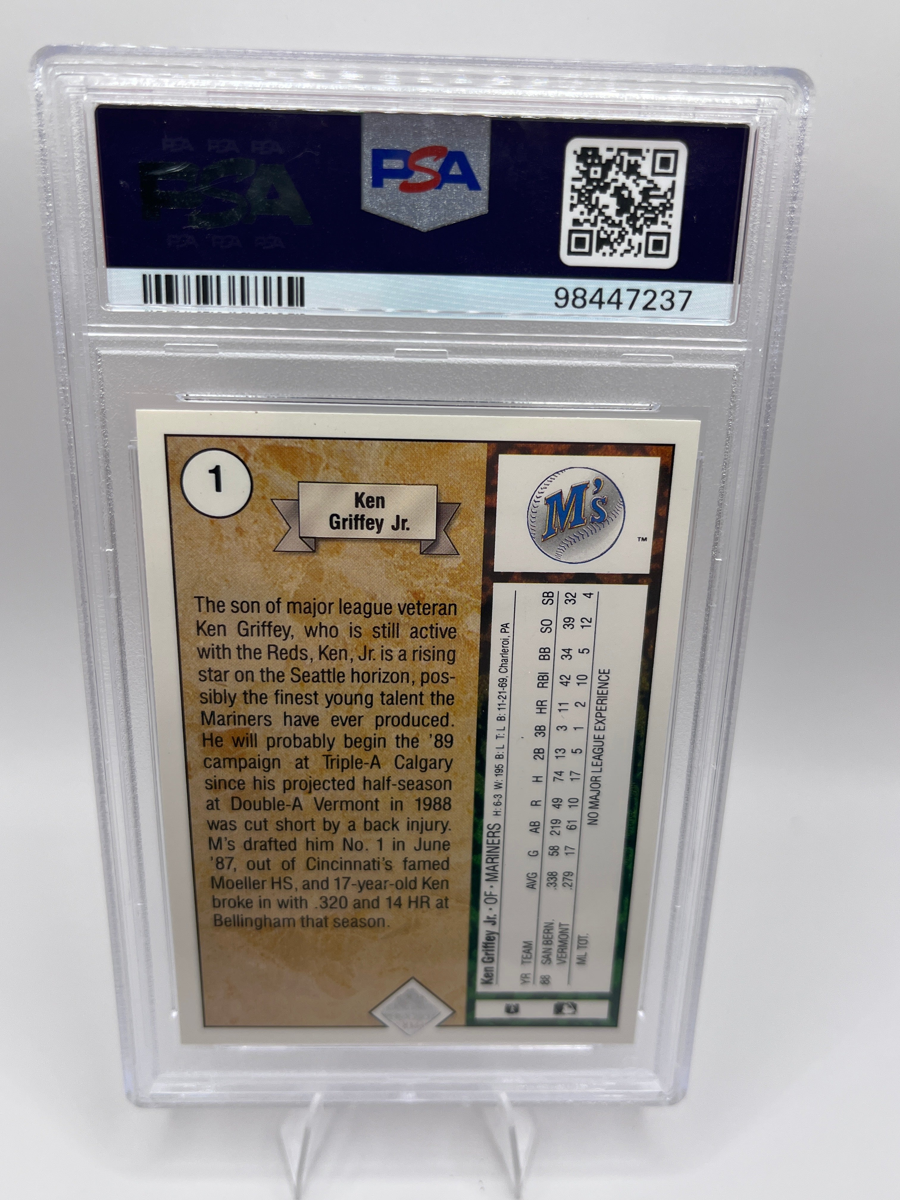 1989 Upper Deck Ken Griffey Jr Autographed Rookie Card PSA Authentic Auto 10