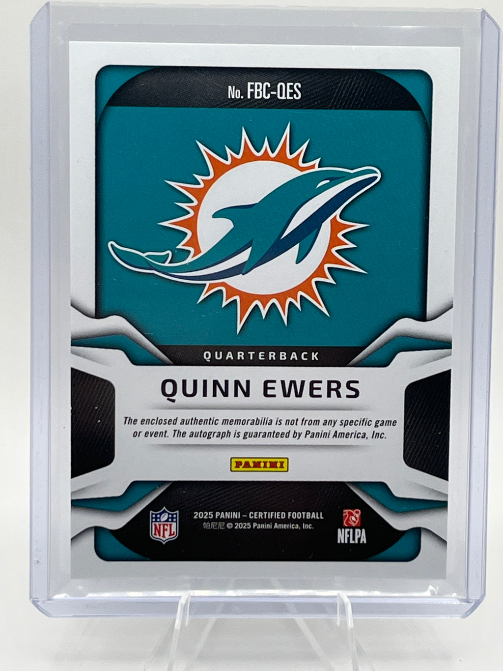 2025 Panini Certified Quinn Ewers Patch Auto /299 Freshman Fabric Rookie Card
