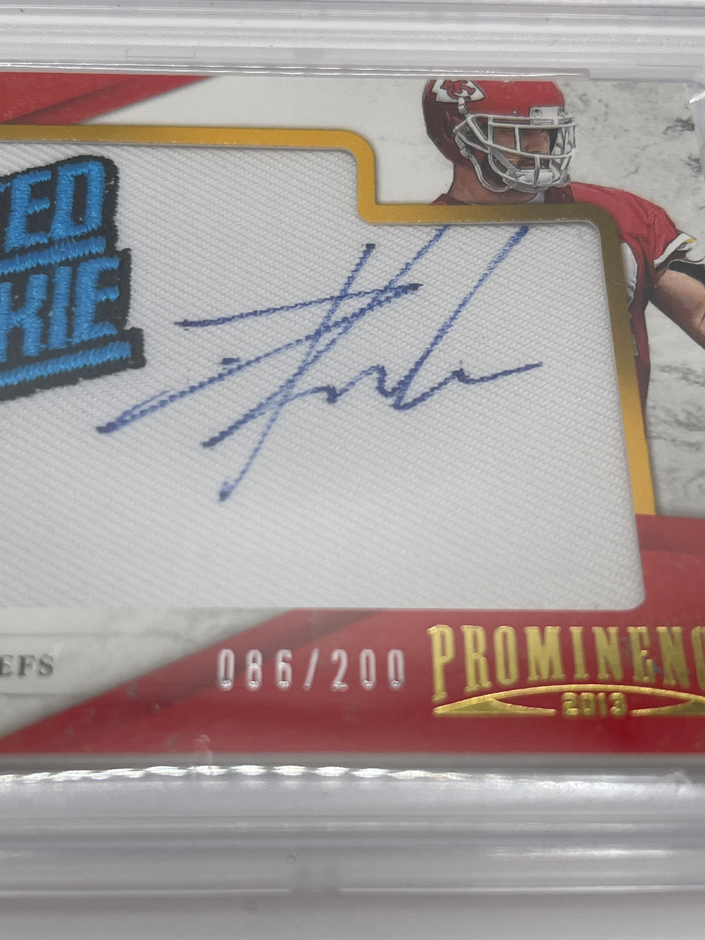 2013 Panini Prominence Travis Kelce Rated Rookie Patch Auto 086/200 PSA 9 Autograph
