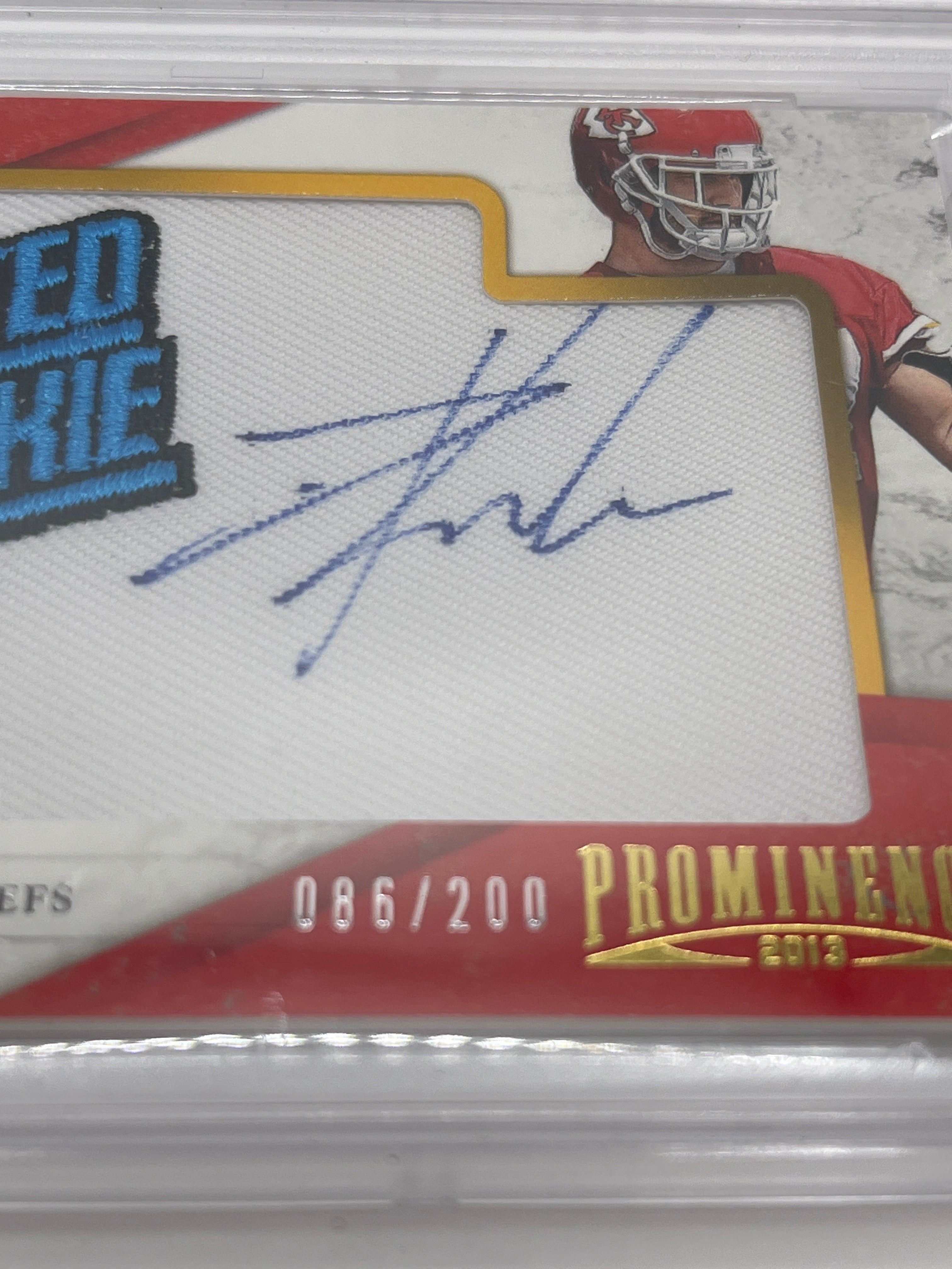 2013 Panini Prominence Travis Kelce Rated Rookie Patch Auto 086/200 PSA 9 Autograph