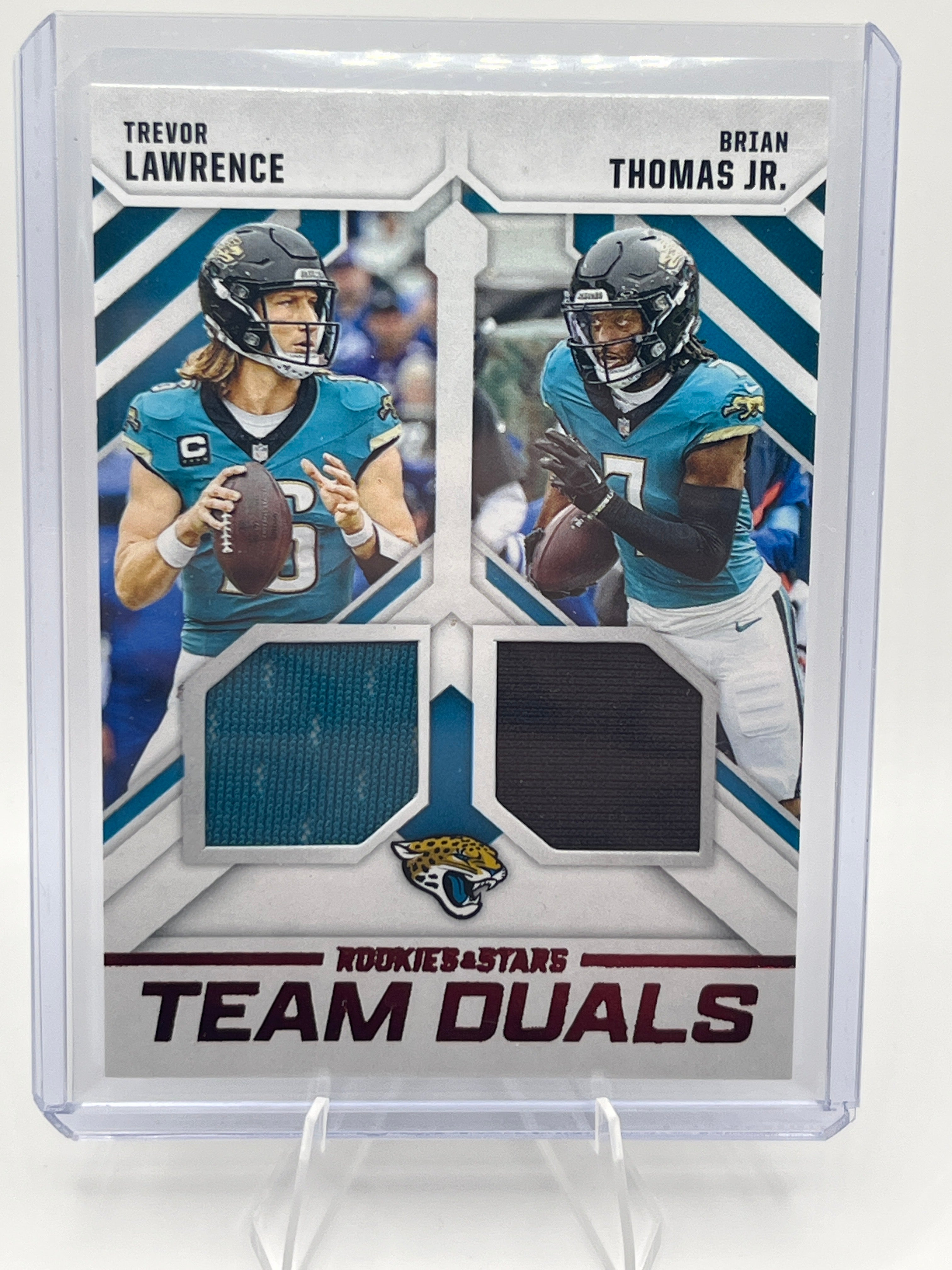 2025 Rookies and Stars Trevor Lawrence / Brian Thomas Jr Team Duals Jersey Card
