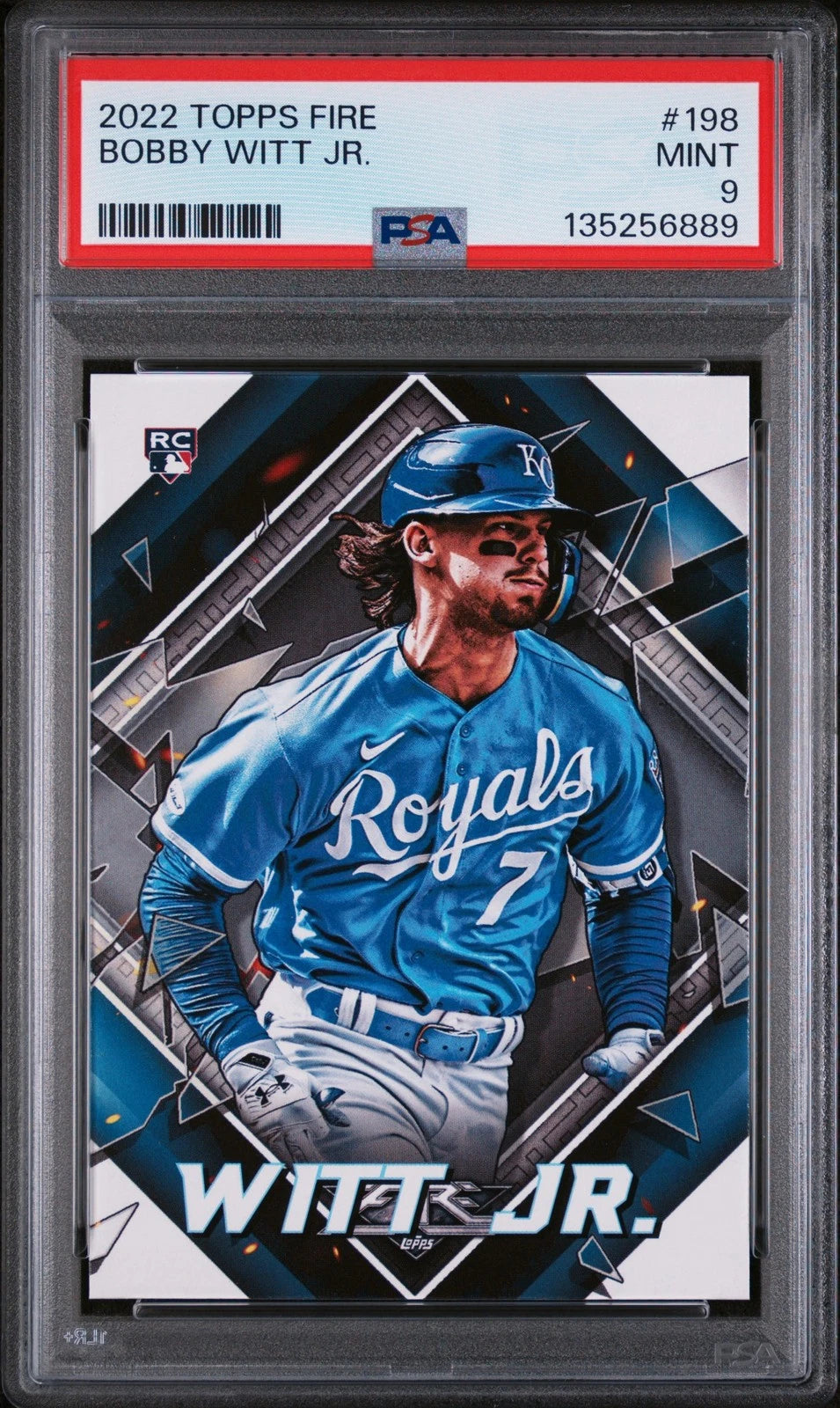 2022 Topps Fire #198 BOBBY WITT JR. ROOKIE CARD PSA 9