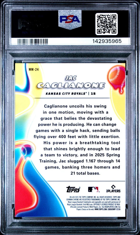 2025 BOWMAN CHROME MELT MASHERS #MM-24 JAC CAGLIANONE ROOKIE RC PSA 7