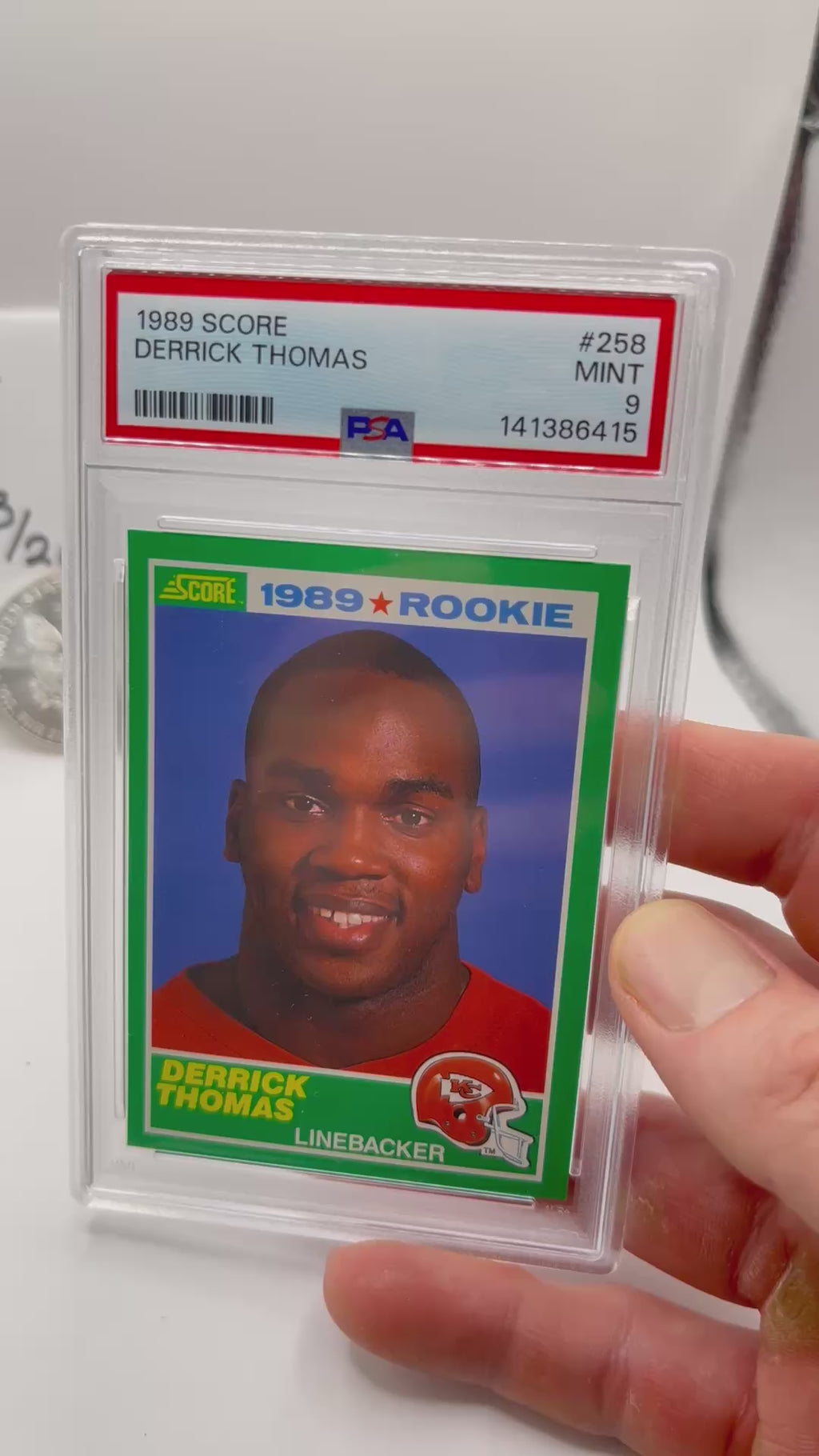 1989 Score Derrick Thomas Rookie Card PSA 9 #258